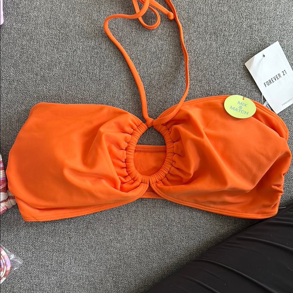 Forever 21 Bright Orange Halter Bikini Top